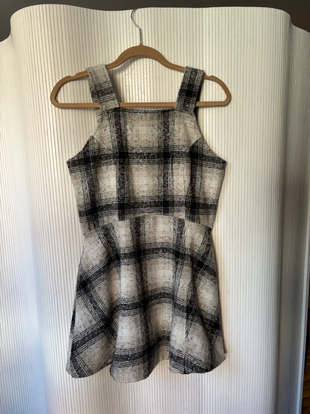 ANTHRPOLOGIE Plaid Square-Neck A-Line  skort romper that looks like a dress